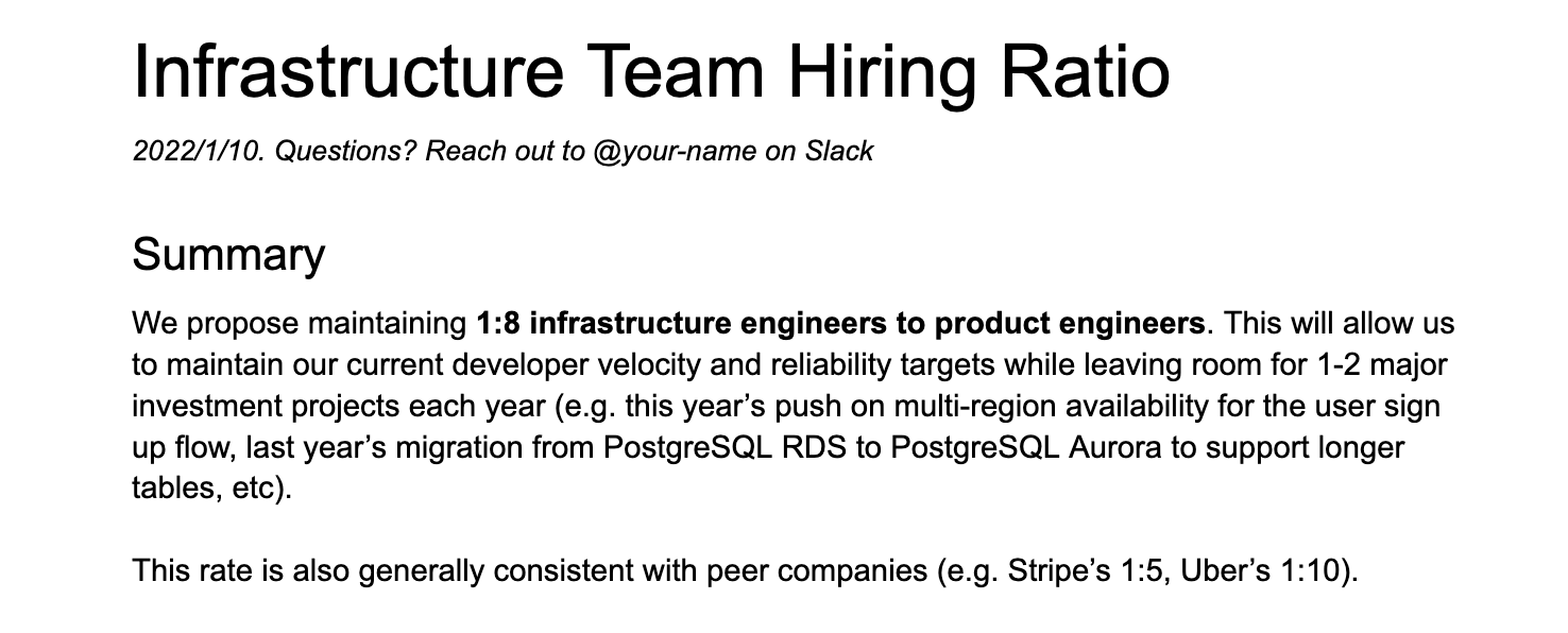 Screenshot of hiring ratio template.